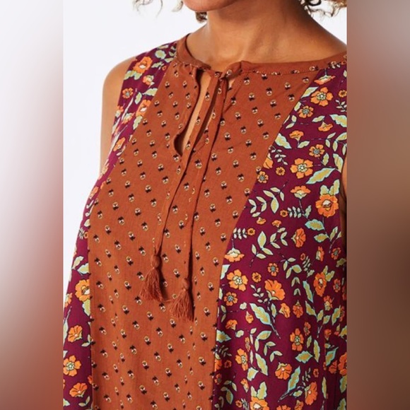 Matilda Jane Boho Floral Shark bite Hem Tank Top- Size Small - Picture 2 of 7